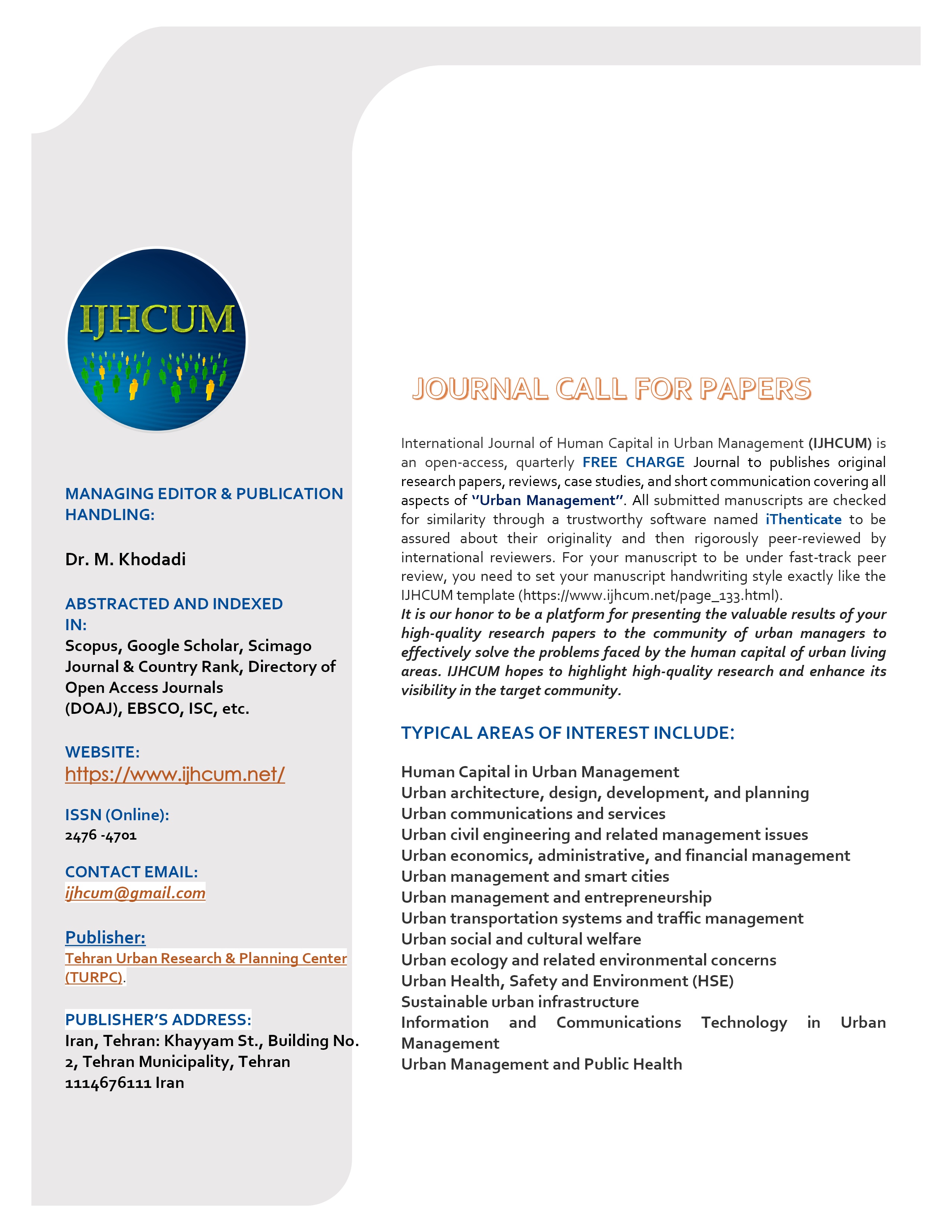 Call for Papers: IJHCUM Welcomes Your High-Quality Research